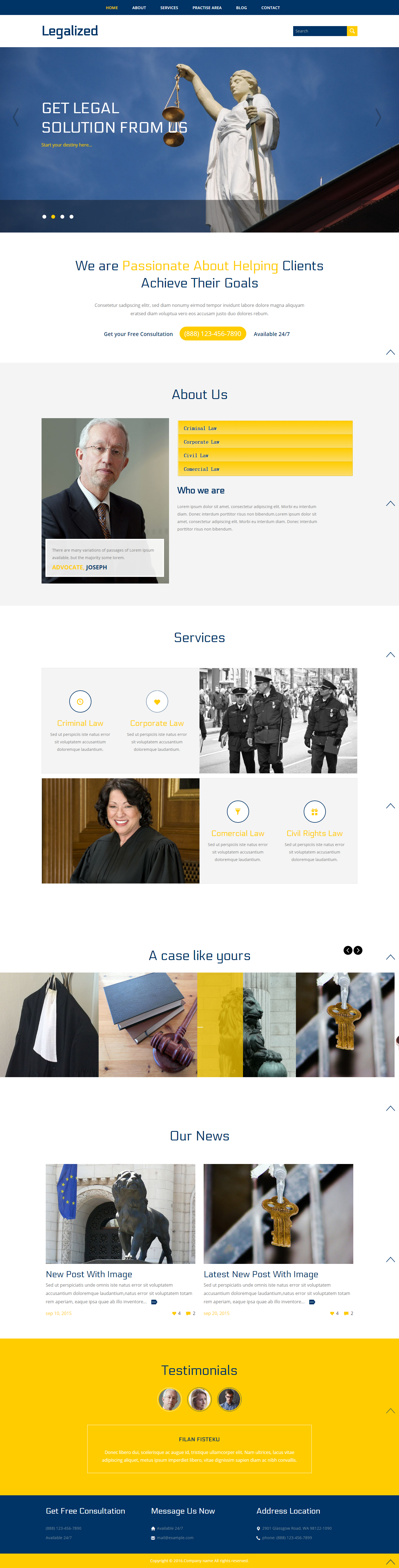 蓝色漂亮律师事务所企业网站模板