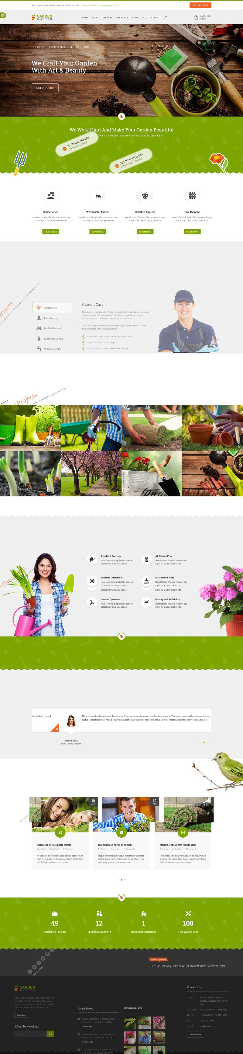 绿色园林绿化花草种植HTML5模板
