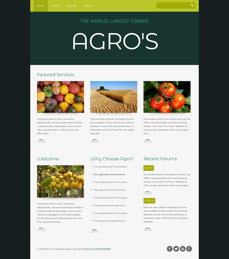 绿色响应式大气农业种植CSS3网站模板