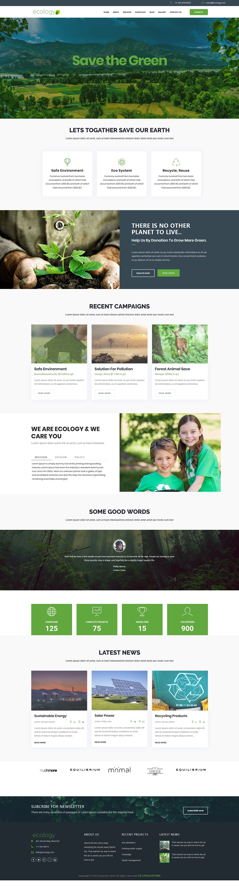 绿色生态农业HTML5模板是一款界面大气好看的农副业网站模板素材-ecology