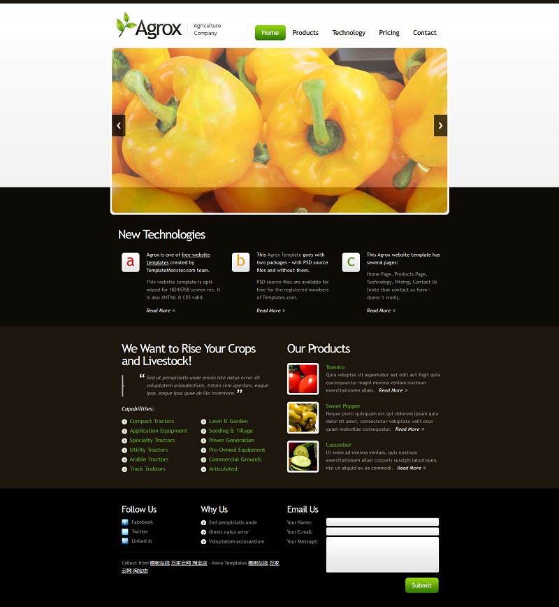 绿色水果蔬菜农业产品企业网页模板