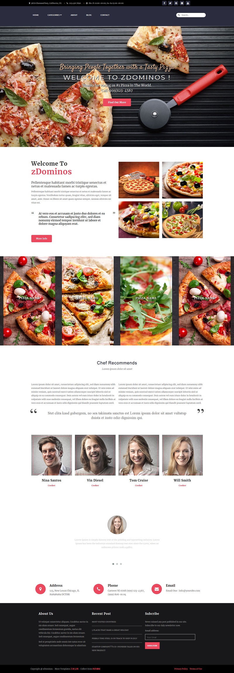 披萨意面制作西餐厅企业网站模板