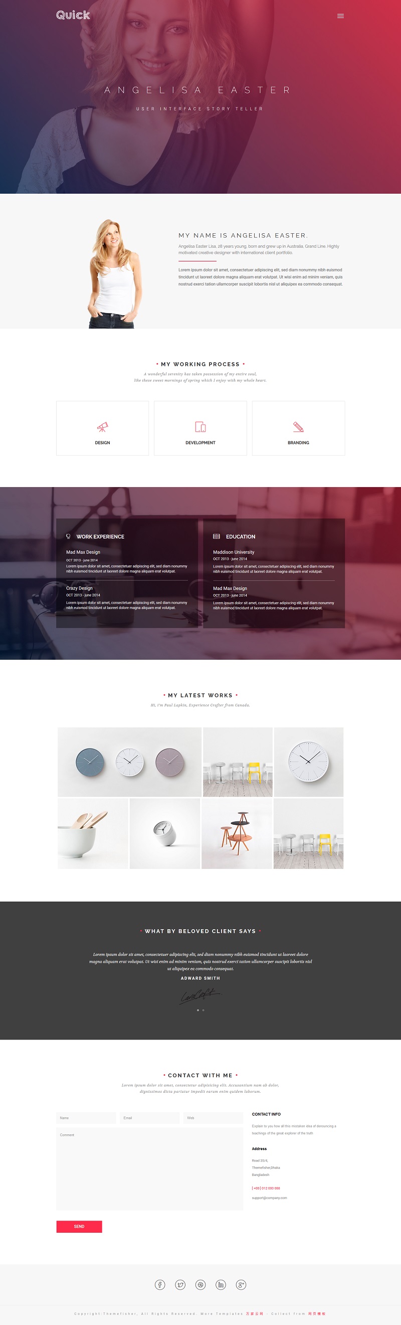 紫色渐变大气UED用户体验设计师网站模板