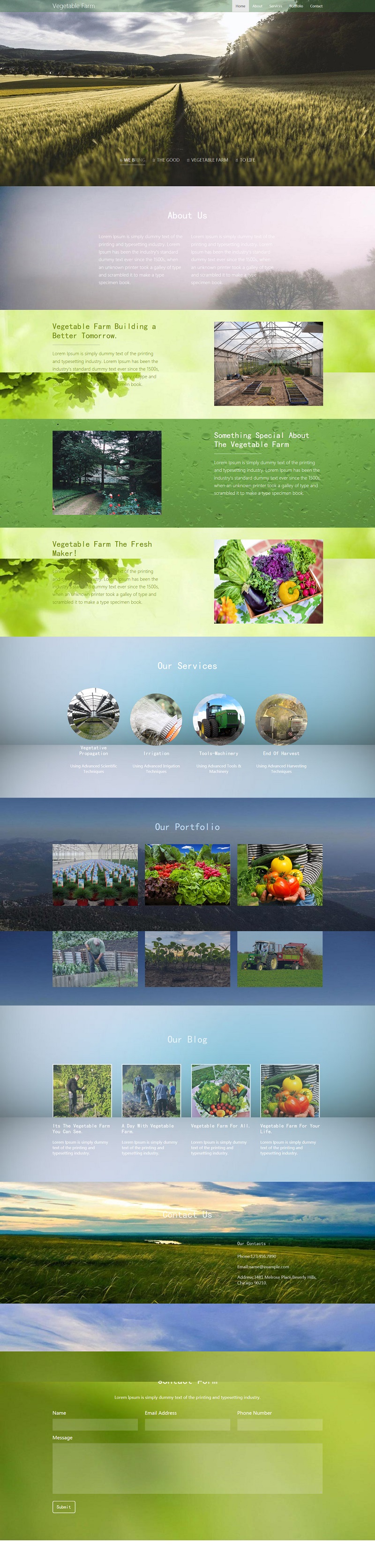 响应式HTML5蔬菜农场单页模板
