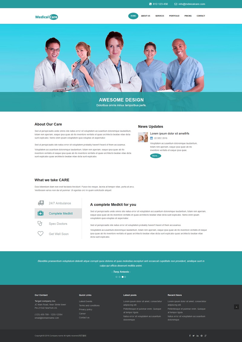 Bootstrap3医疗器械公司响应式网站模板