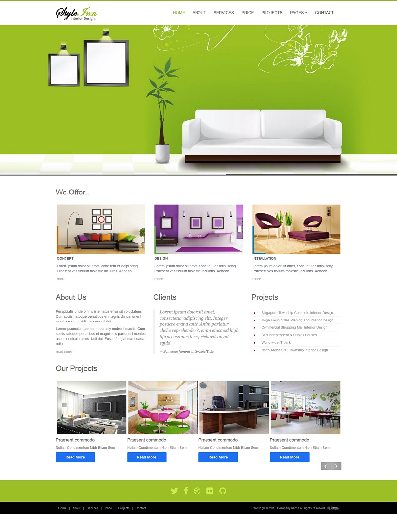 HTML5绿色响应式创意家居公司网站模板