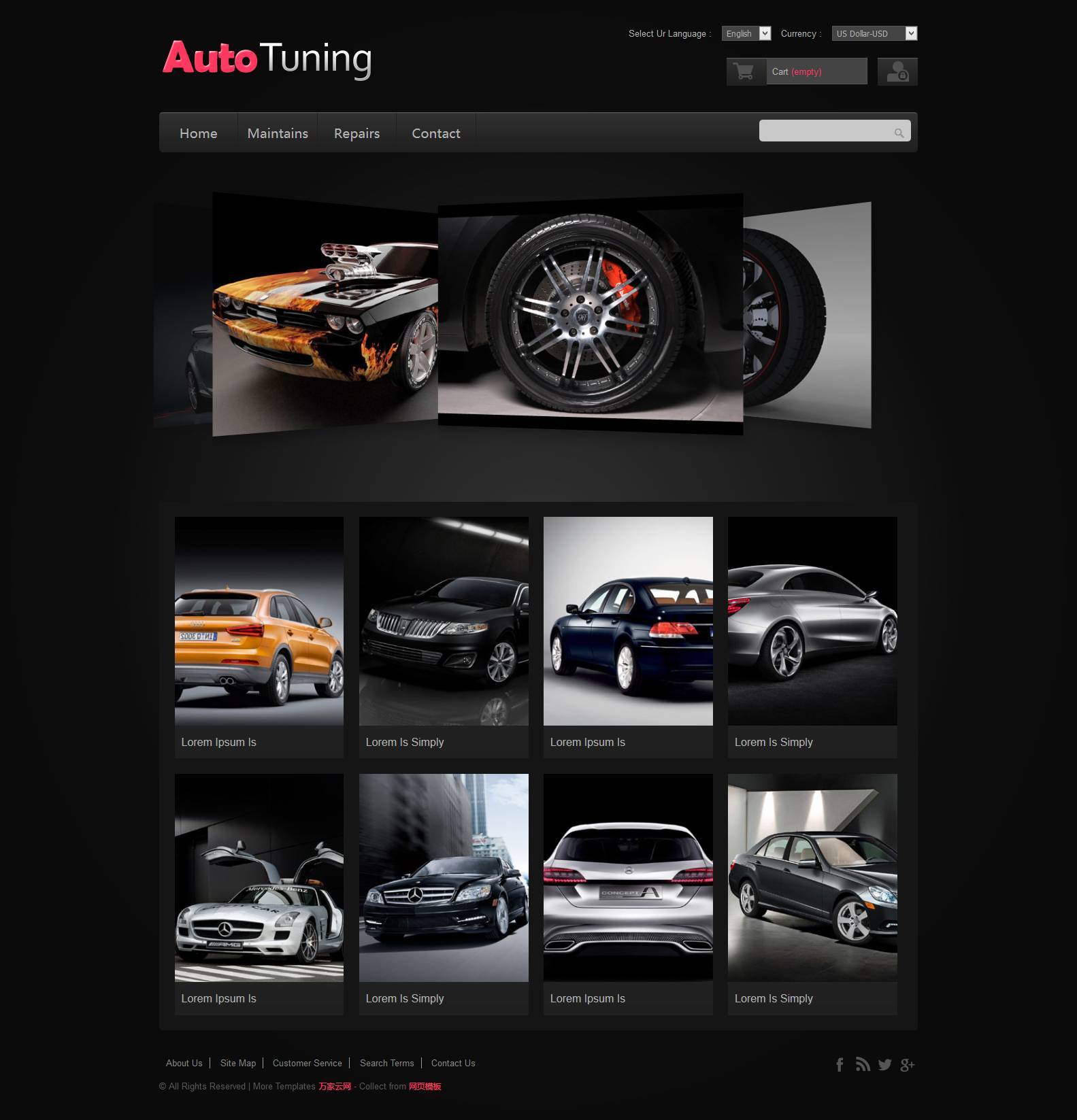 Auto3D幻灯黑色大图汽车展示响应式模板