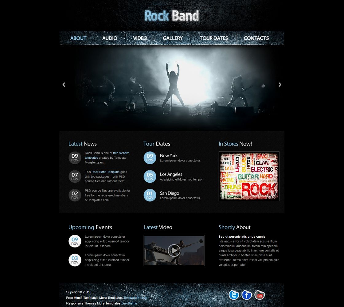 Rock音乐俱乐部Responsive手机网站模板