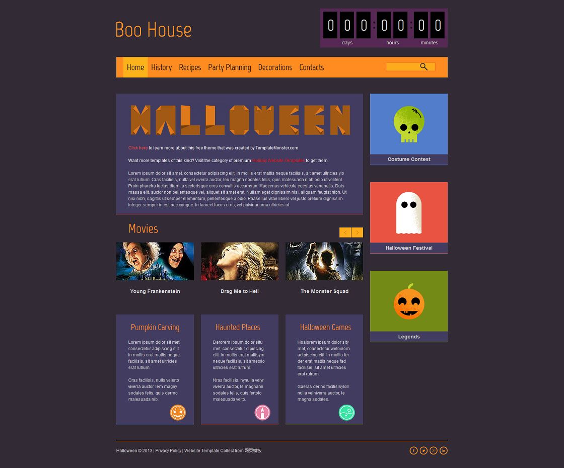橙色卡通式漂亮的HTML5整站模板