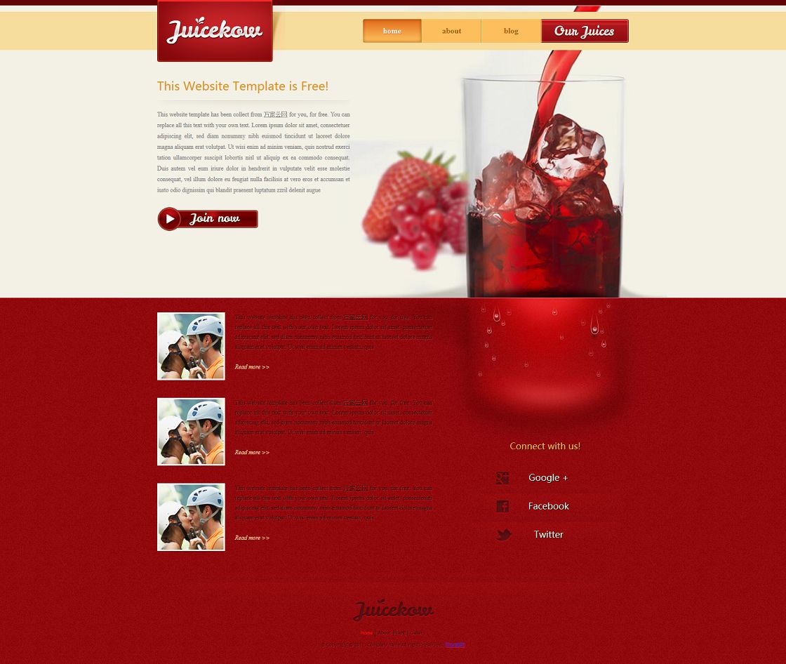 草莓加冰红色大气饮料网页模板