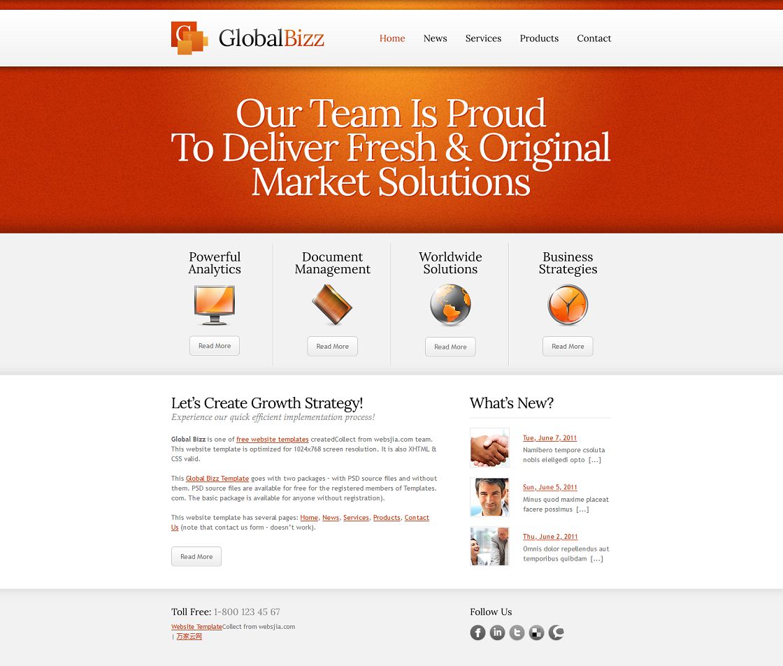 橙色大气商业金融机构企业网站模板