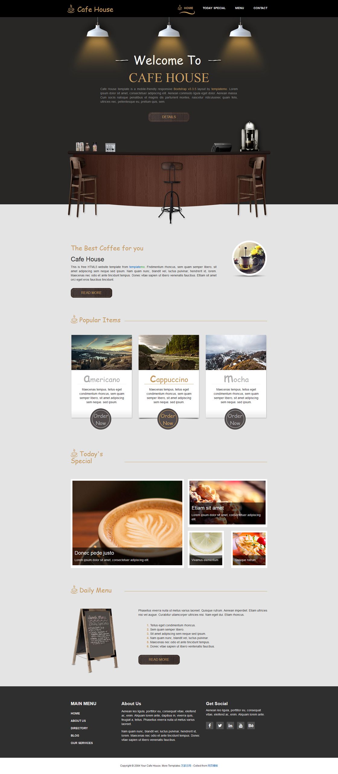 大气仿实物设计咖啡屋html5模板