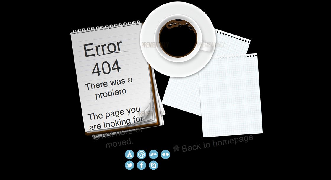 个性咖啡背景404错误页模板