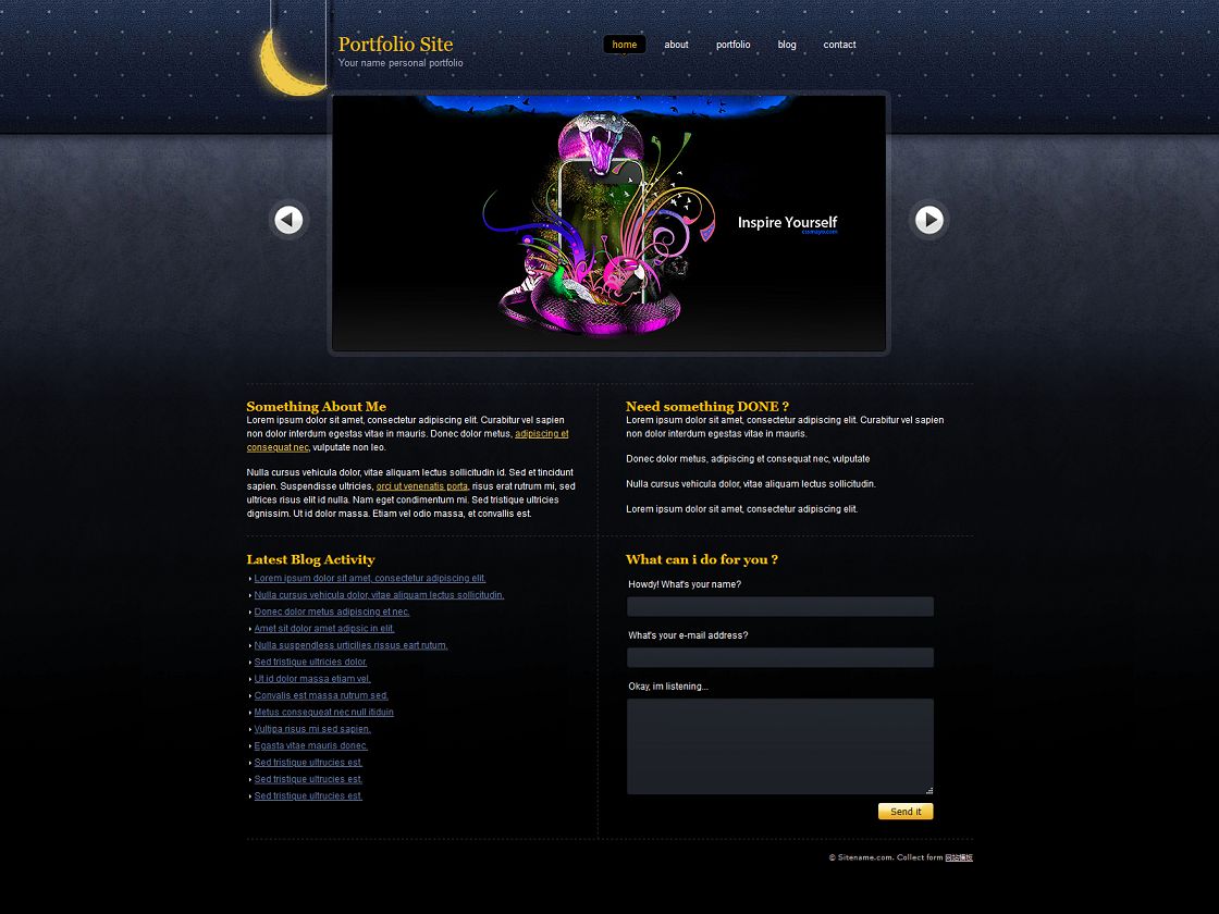 蓝色可爱月亮背景童话展示网站模板