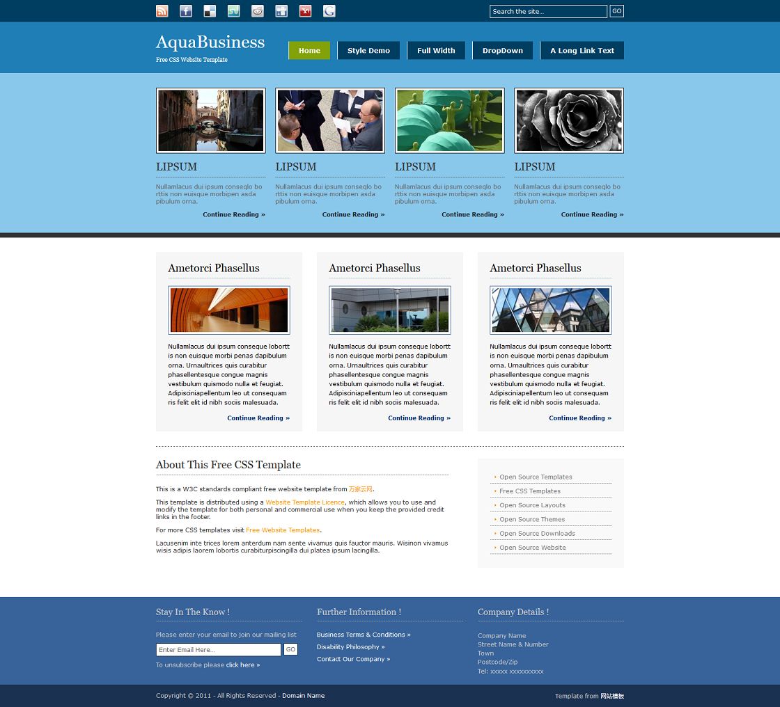 蓝色图片展示商业HTML模板