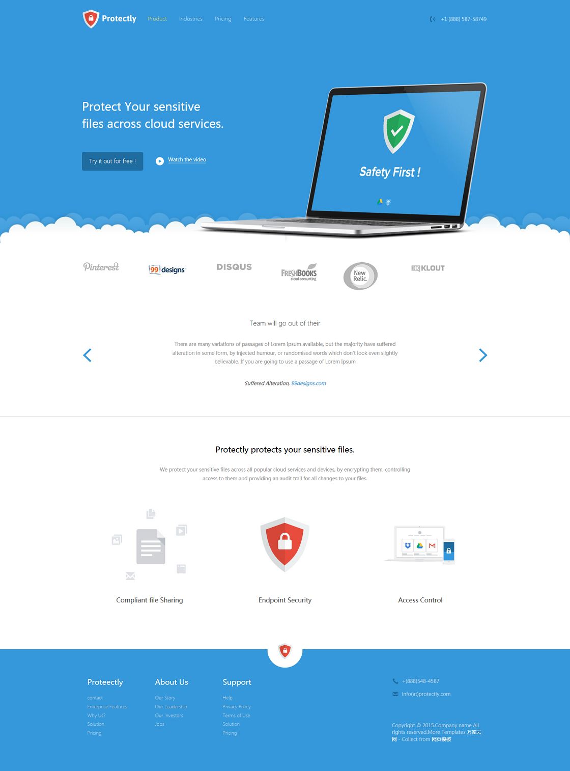 蓝色大气服务器安全软件官网企业模板