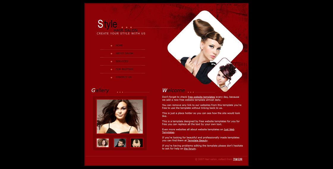 红色美容美发公司网站模板