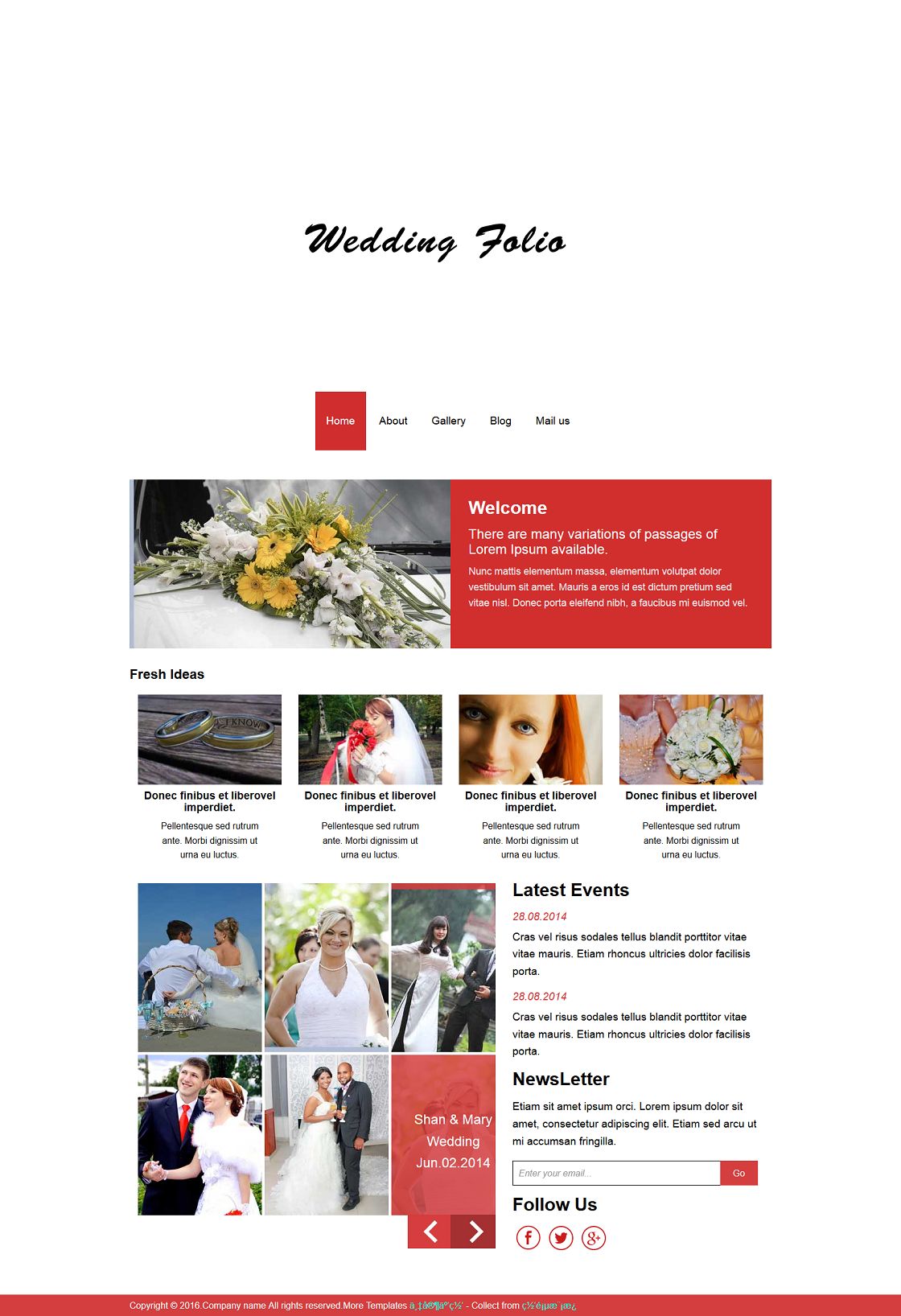 红色婚礼策划布景婚庆公司网页模板