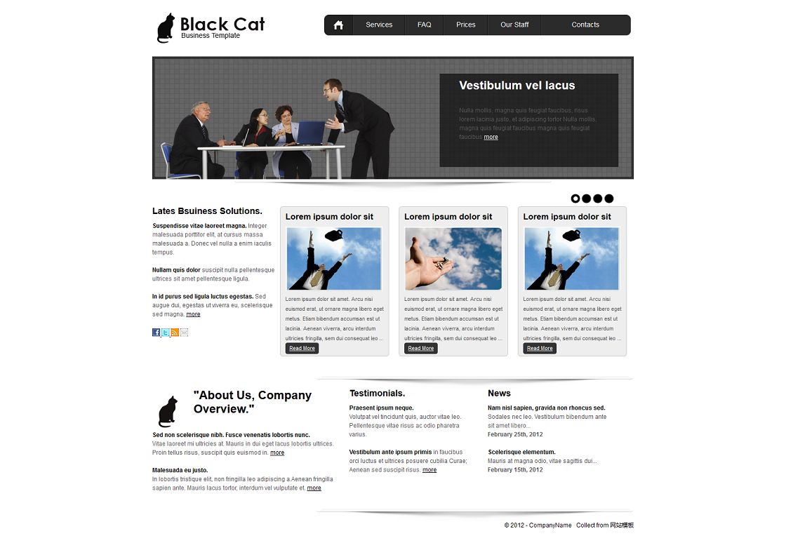 黑猫简精致商务幻灯企业网站模板