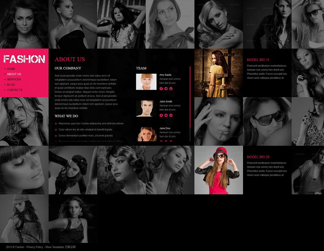 黑色时尚摄影图片格子html5相册模板
