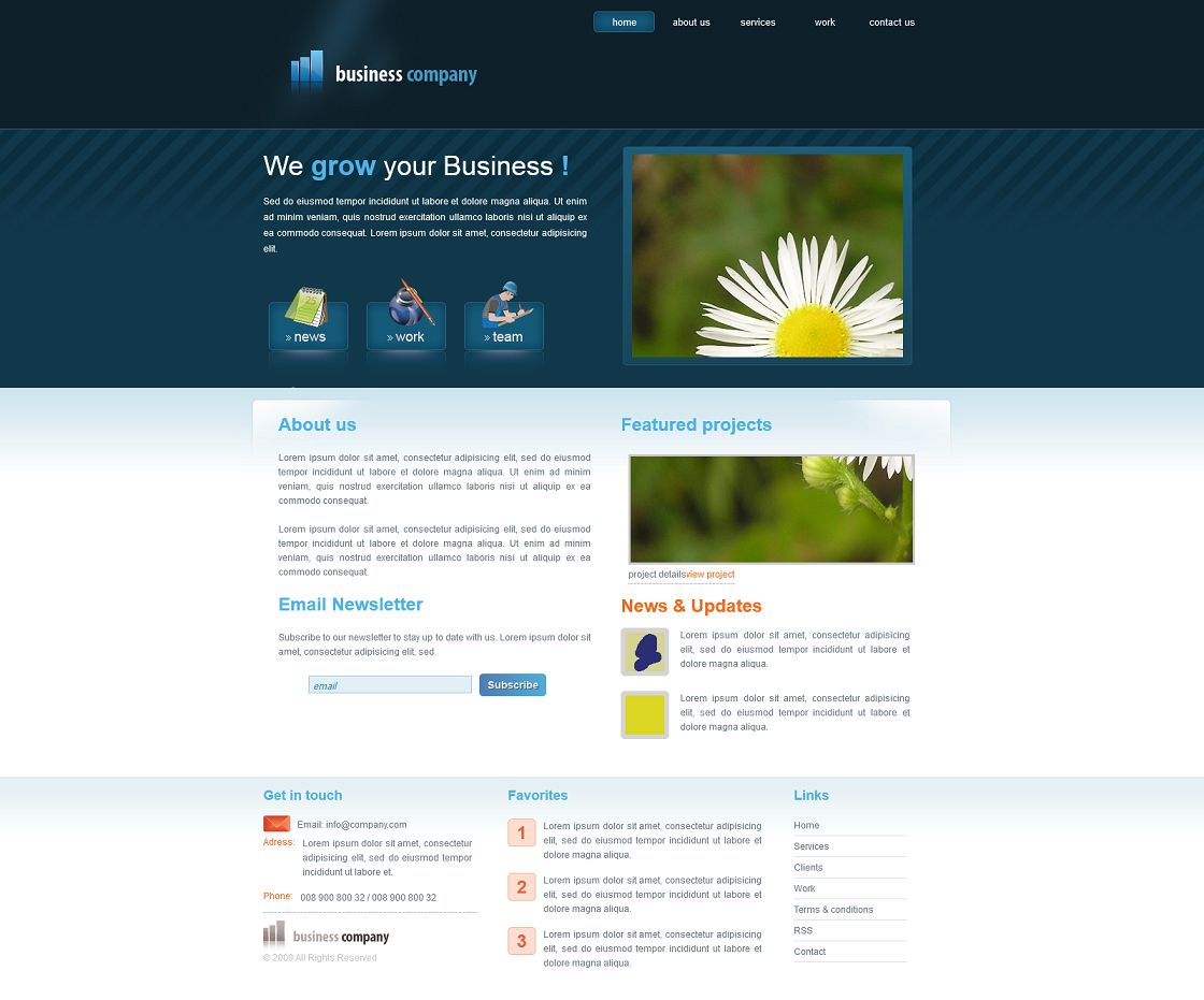蓝色硬朗商务风格企业网站模板